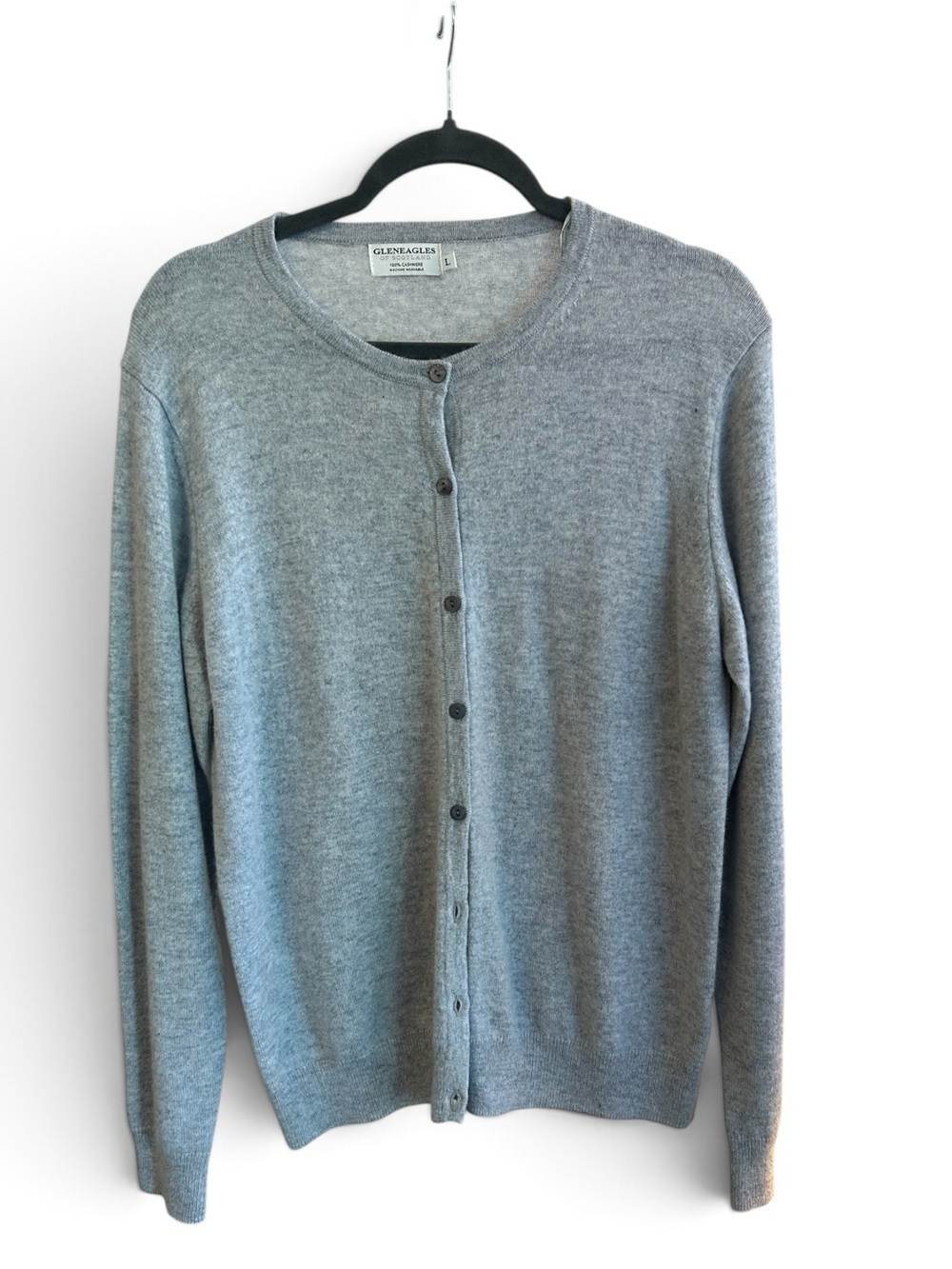 Gleneagles of Scotland 100% Cashmere Gray Button-Up Cardigan Sweater Women’s L